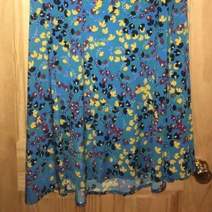 BNWT Flowy Maxi Skirt Bright Blue Floral S 6-10 A-line Lularoe Yellow Red Flower